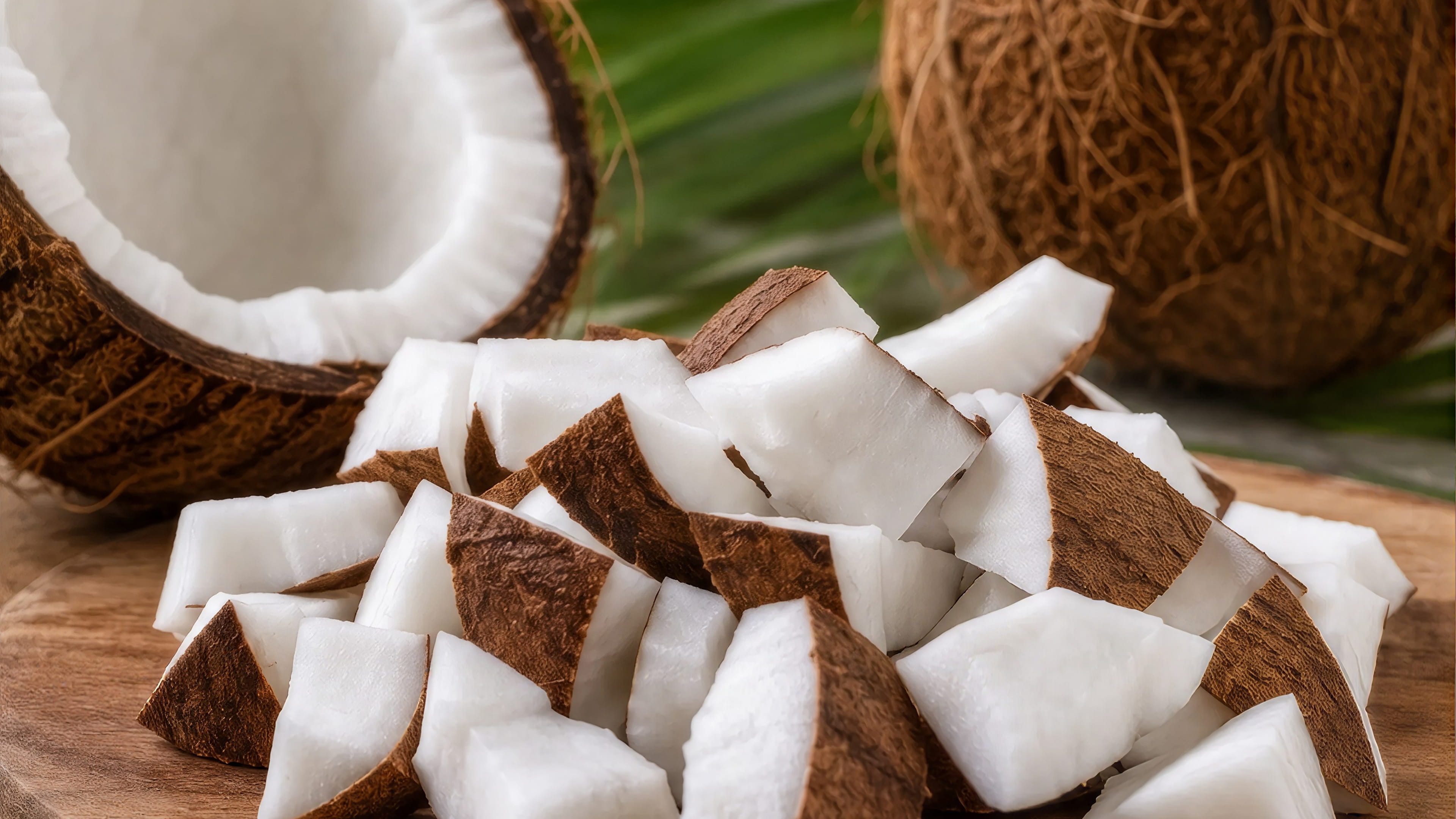 Frozen Coconut Chunks With Skin & Without Skin